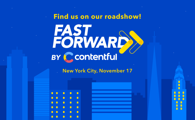 An illustration of the New York City skyline, promoting Fast Forward.
