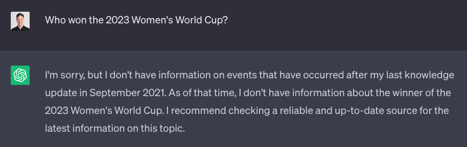 Asking ChatGPT about the 2023 Women's World Cup