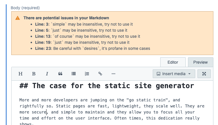 An official Contentful Markdown editor paired with custom functionality