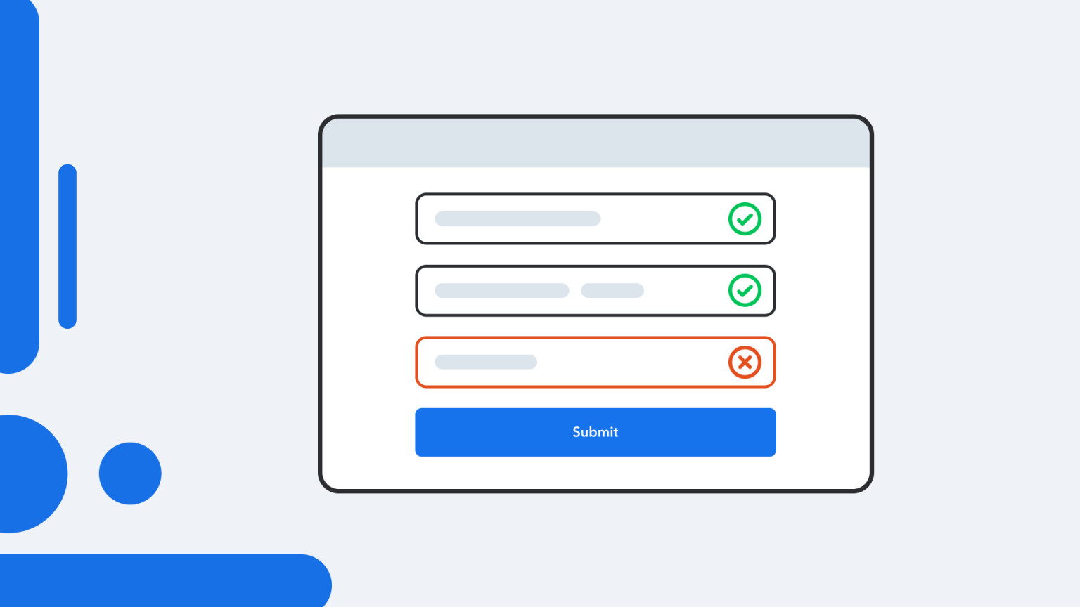 Simplified UI of a form validation with Yup & React