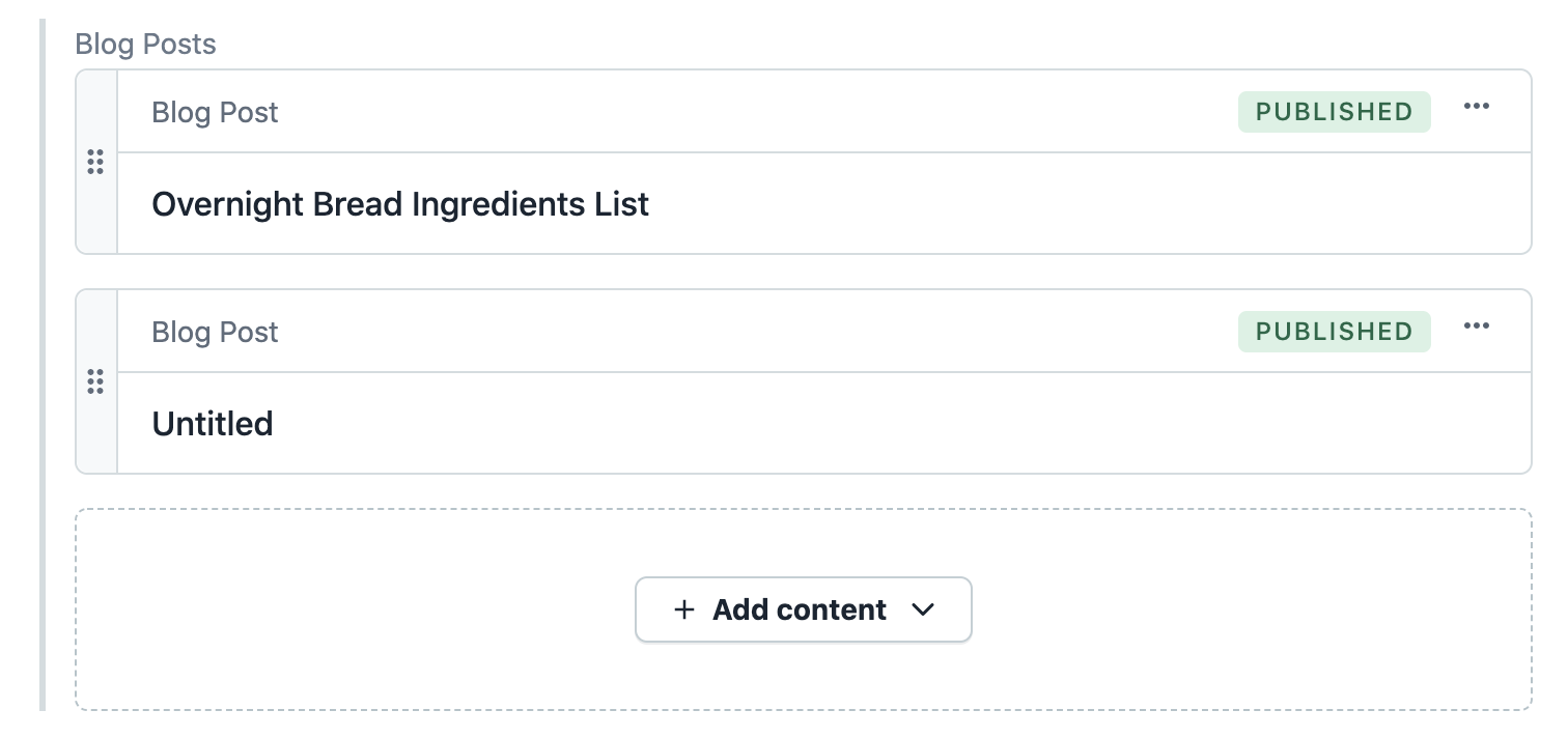 Defining fields in an entry in Contentful