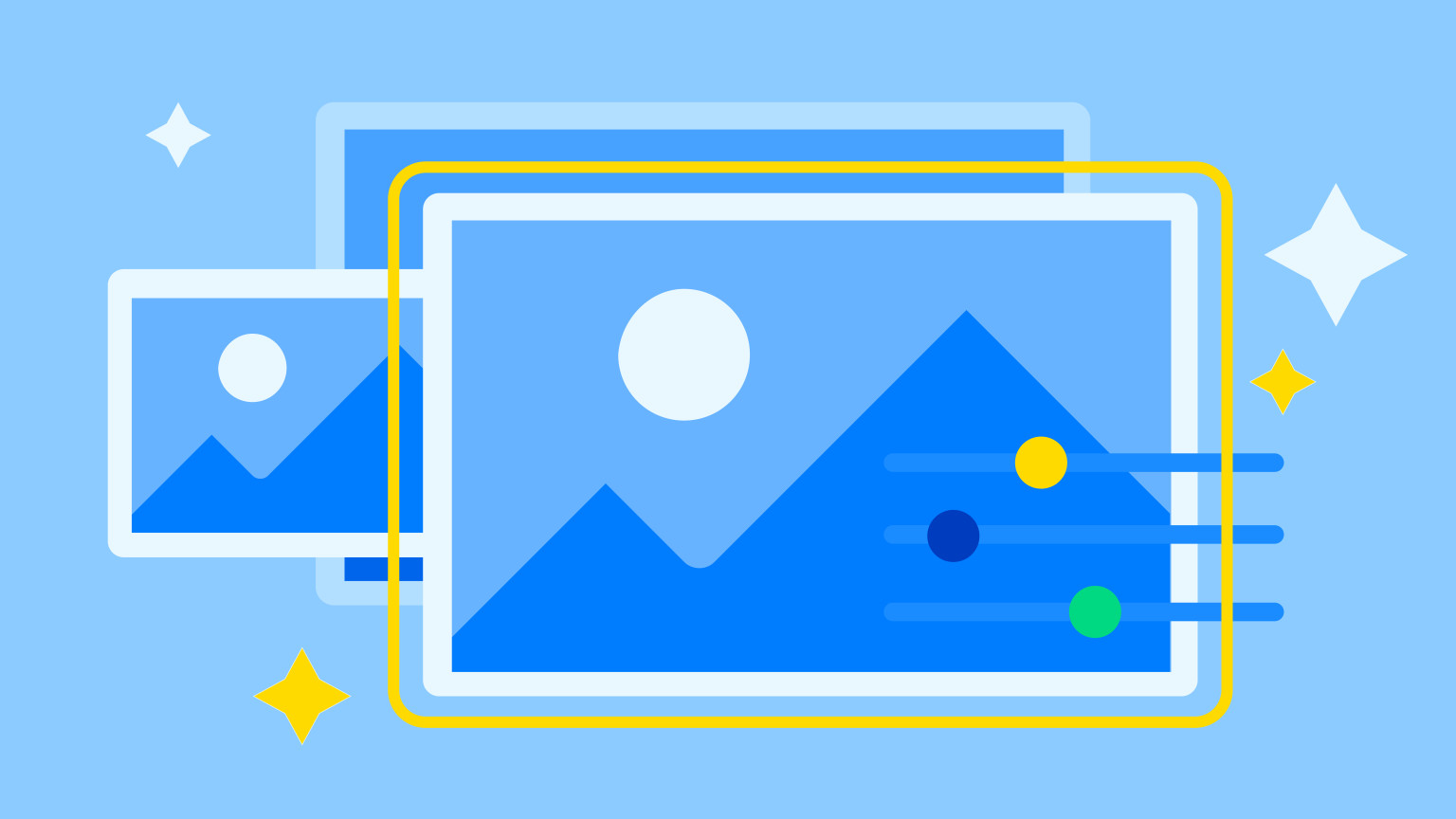 Illustration of the image content type, representing optimized images loading fast on webpages