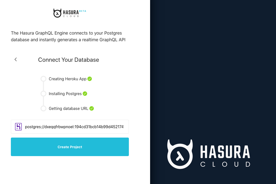 Create an account with Hasura through Haroku