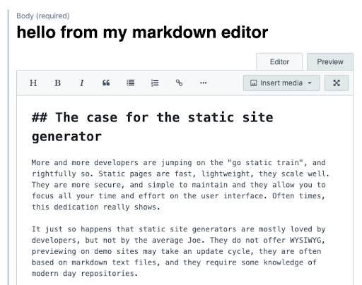 how to enrich the Markdown editor with your headline