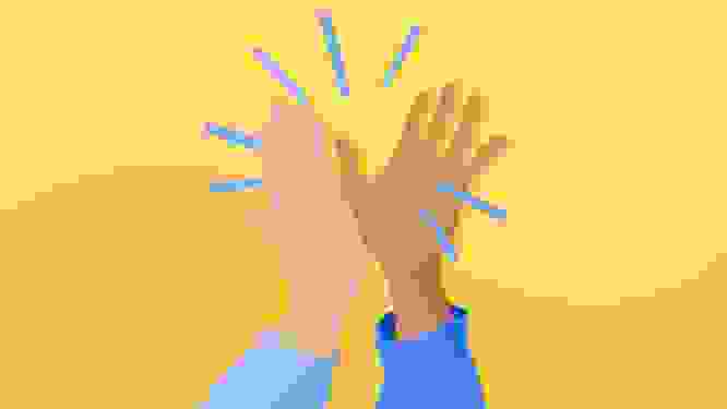 An illustration of a high five