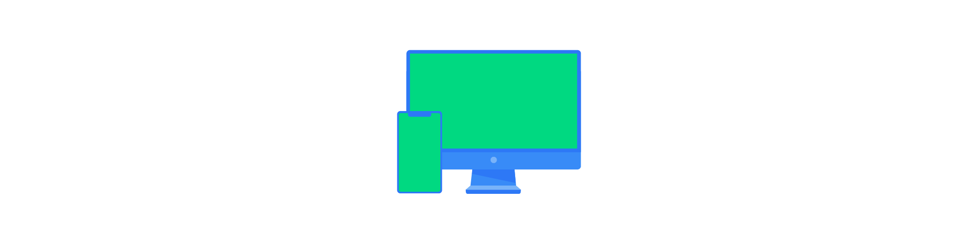 Illustrated icon of a phone and pc