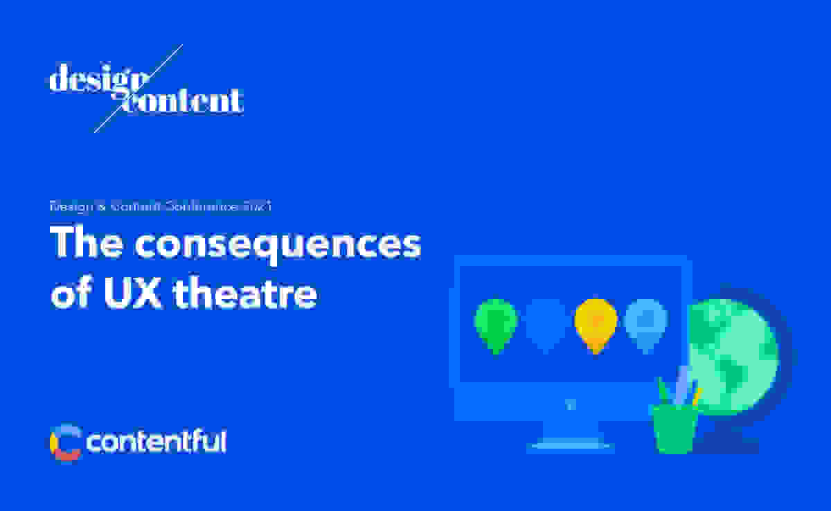 A title card for the video "the consequences of UX theatre"