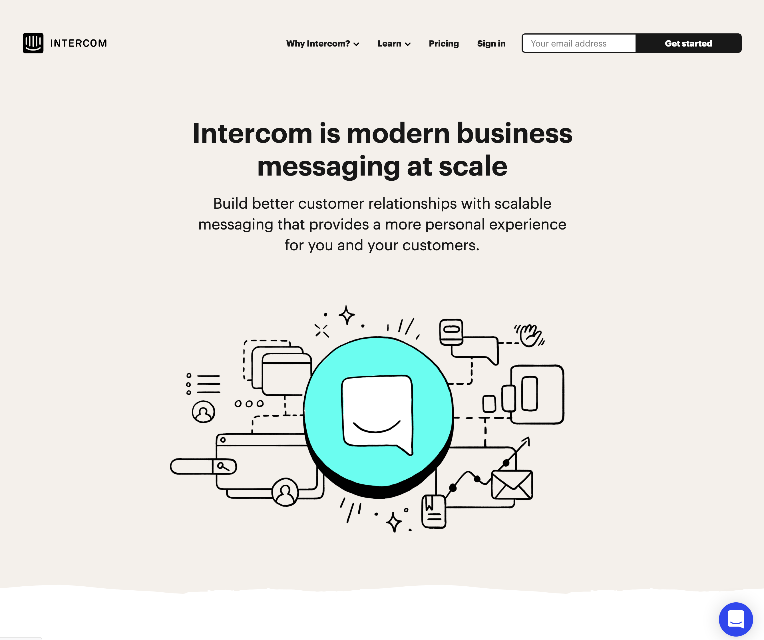 Intercom website screenshot for case study