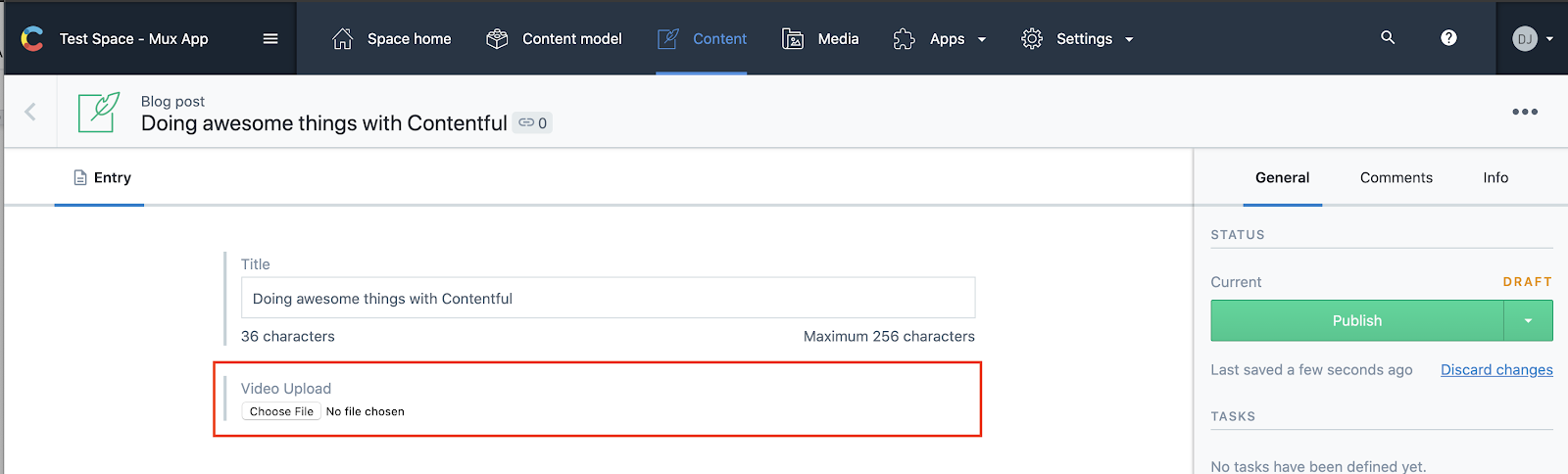 HLS Mux video upload to Contentful