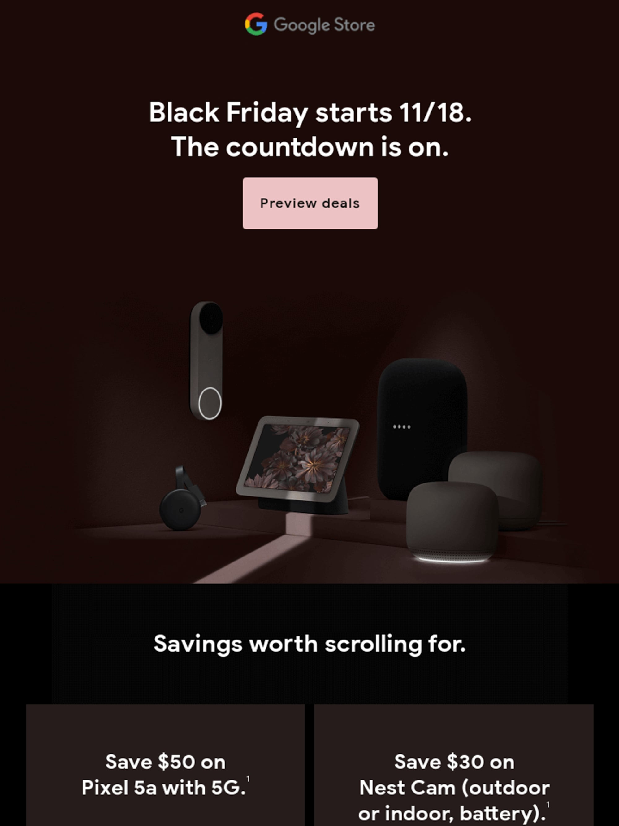 Google’s Black Friday Teaser Email