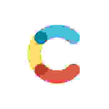 A red, yellow, and blue "C" 