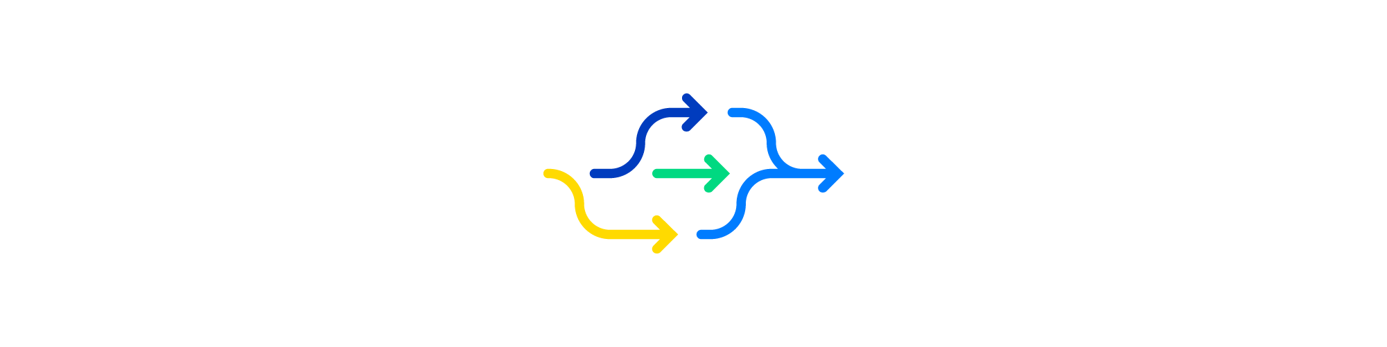 Illustration of directional vectors/arrows splitting and combining as a representation of flexibility