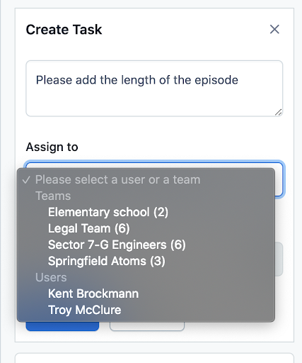 Screenshot showing the box where tasks are assigned