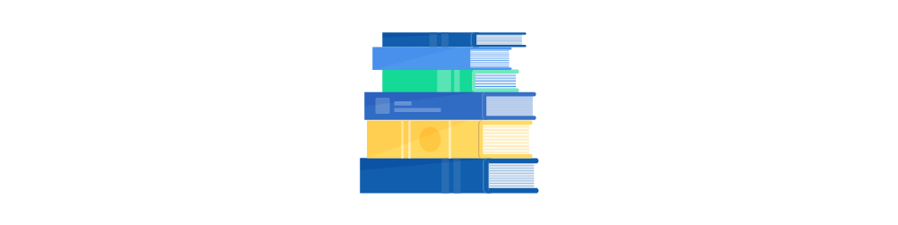 An illustrated icon of a stack of books
