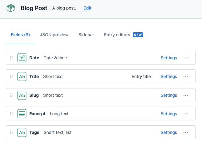 basic content type fields