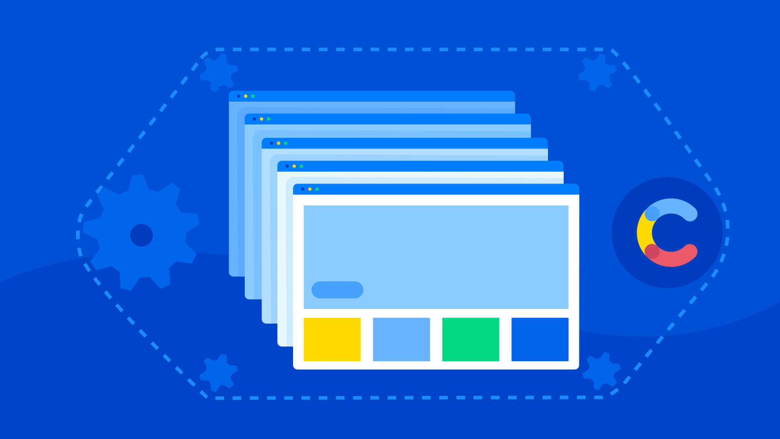 Illustrated graphic depicting static sites and the Contentful logo