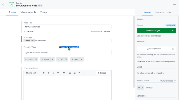 For the Mux Contentful App, we’ve chosen a theme that feels right at home in the Contentful Dashboard. 