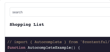 GIF of Contentful's Forma36 autocomplete 