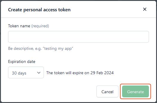 Create personal access token