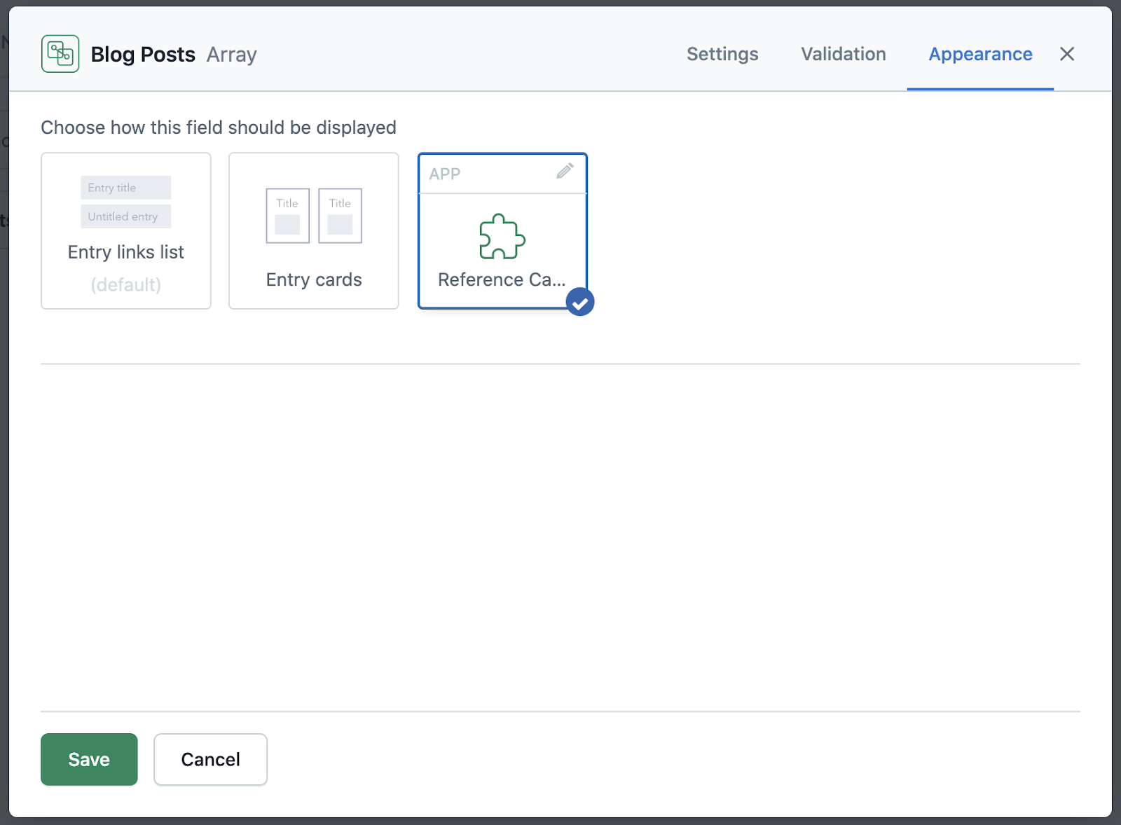 Replacing a built-in reference field with our custom app