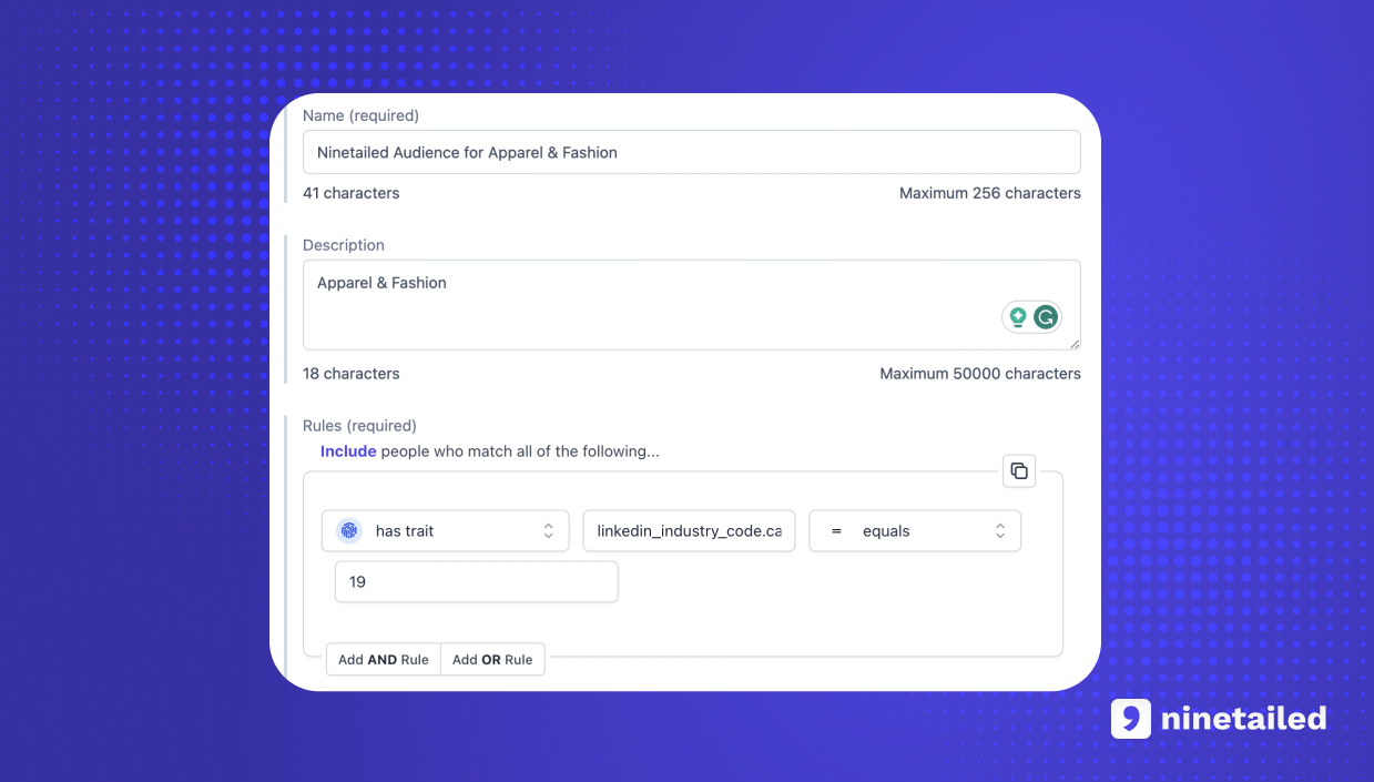 Target Specific Industries with Ninetailed Audience Builder