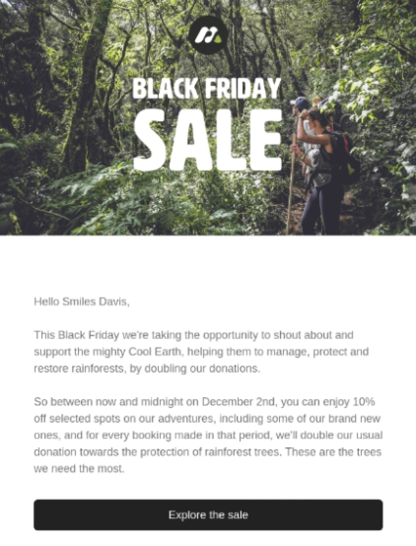 Community Engagement Black Friday Email Example