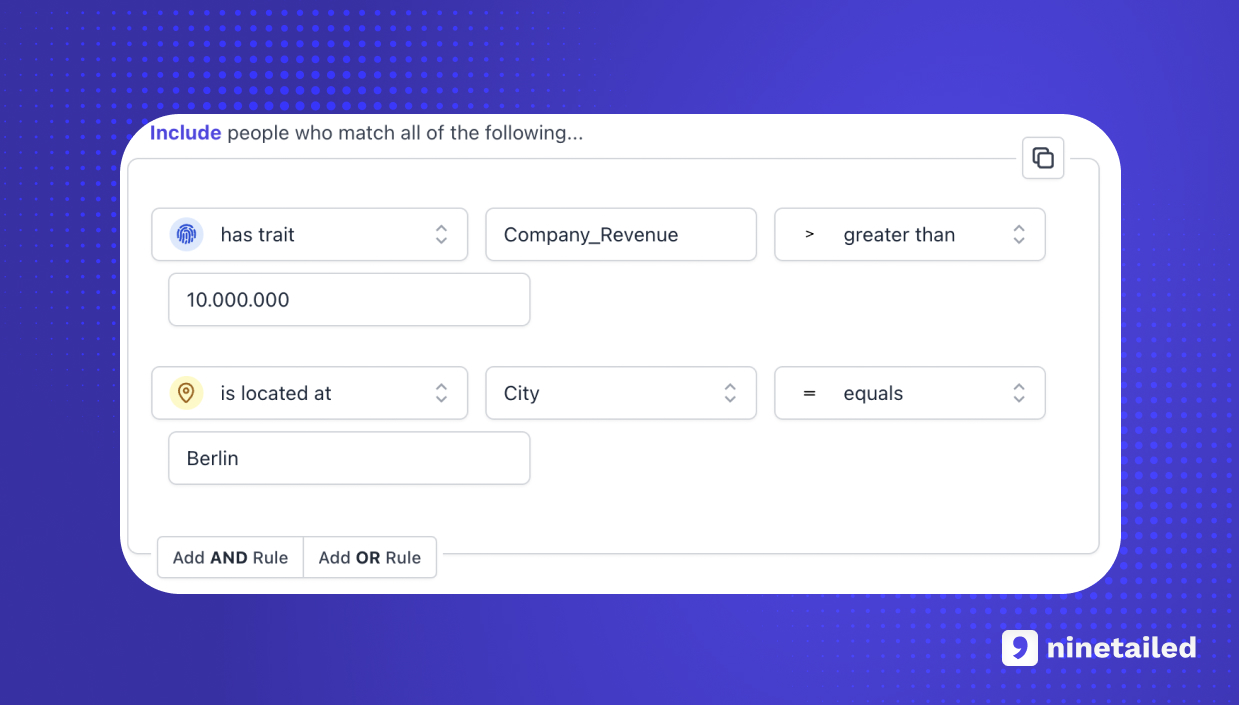 Firmographic Segmentation Example with Ninetailed Audience Builder