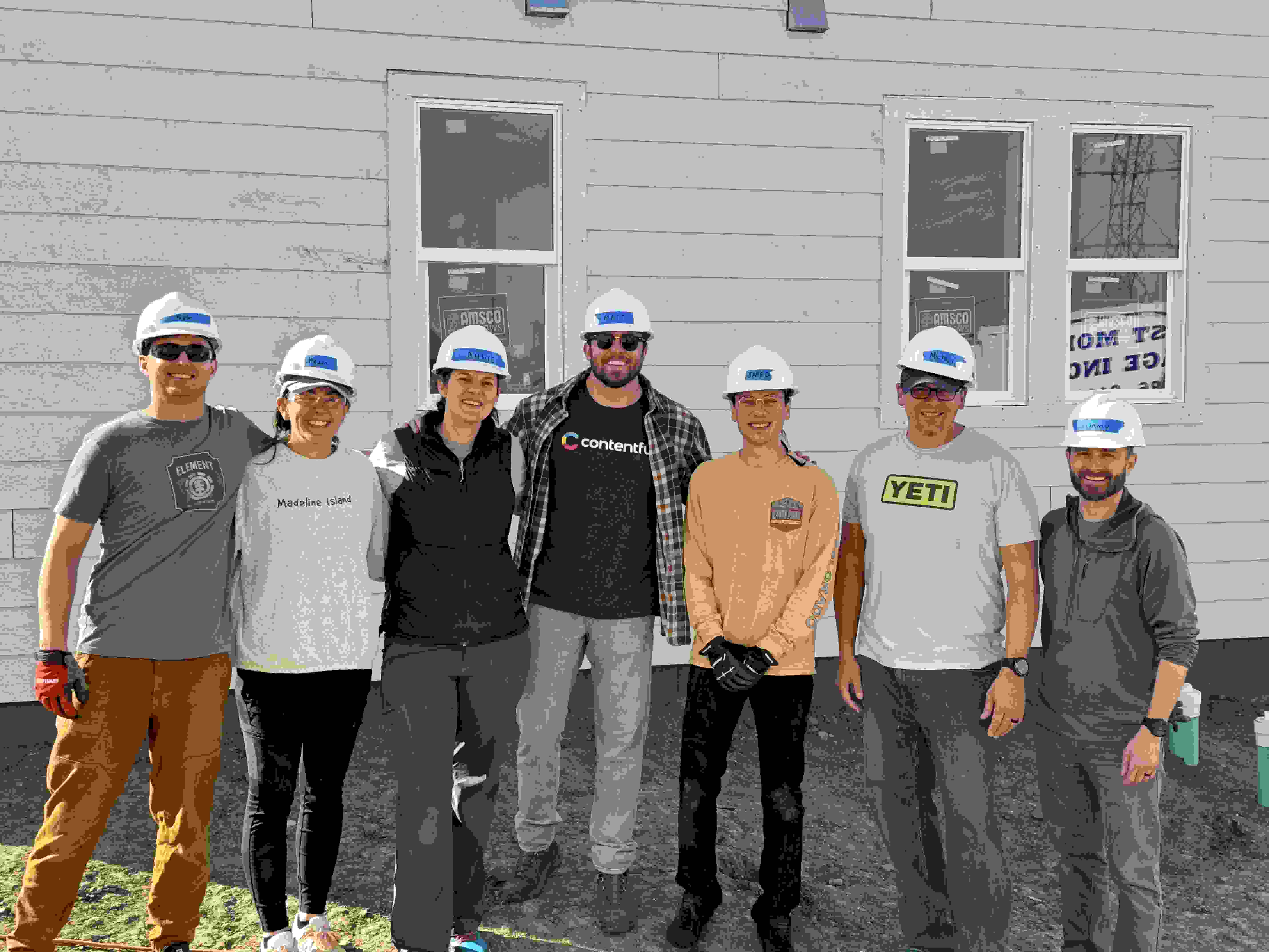 Hard hats at the ready! Contentful volunteers at the Habitat for Humanity Build Day in Denver, Colorado in February 2024.