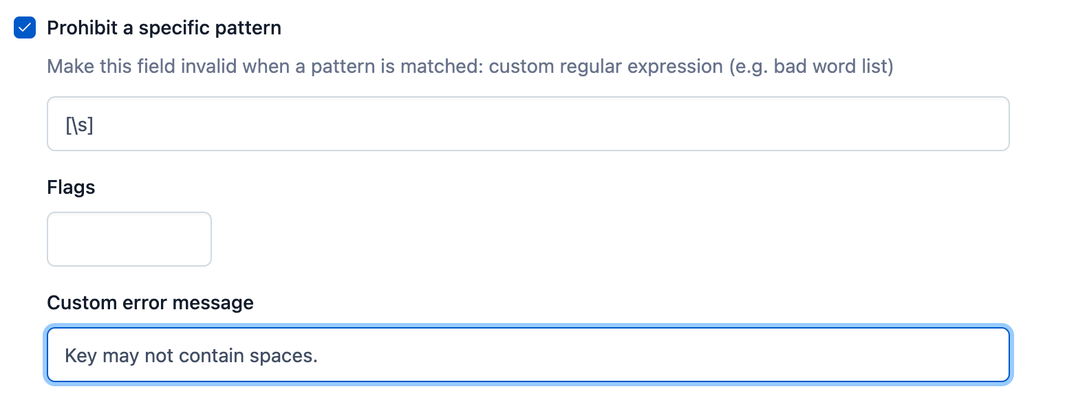 Prohibit a specific pattern