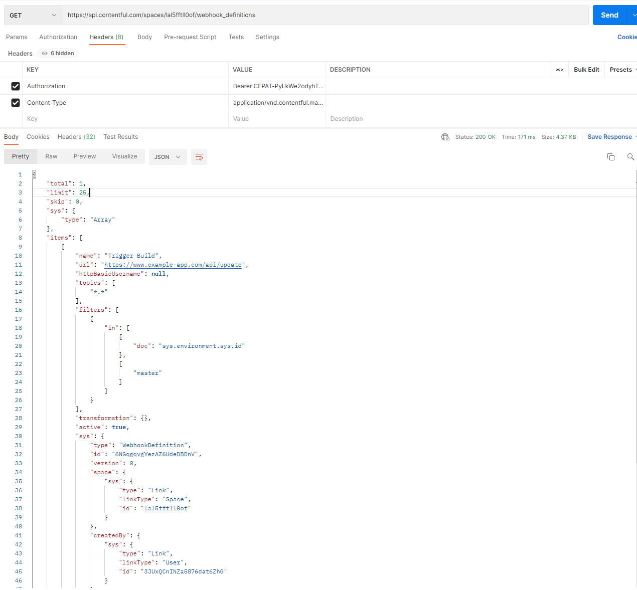 Fetching webhooks