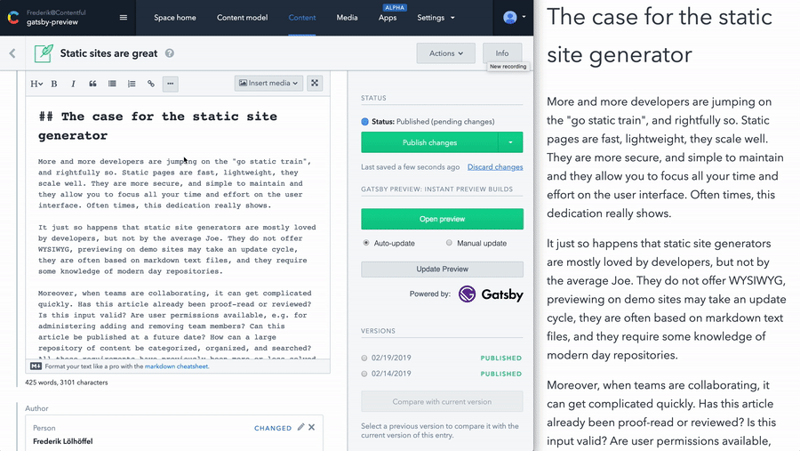 Gatsby preview extension