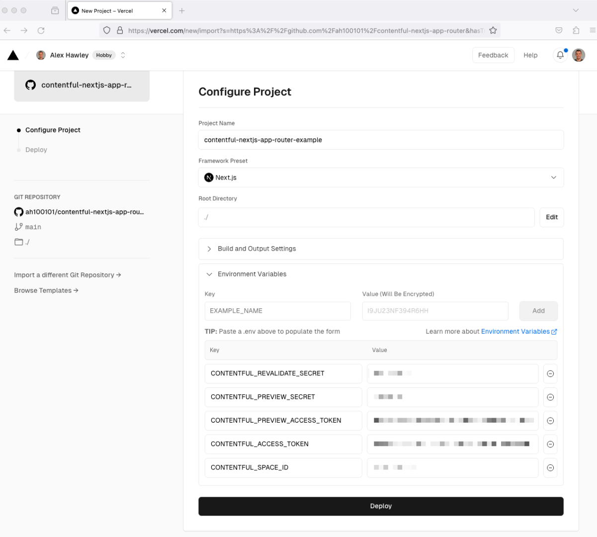 Add environment variables