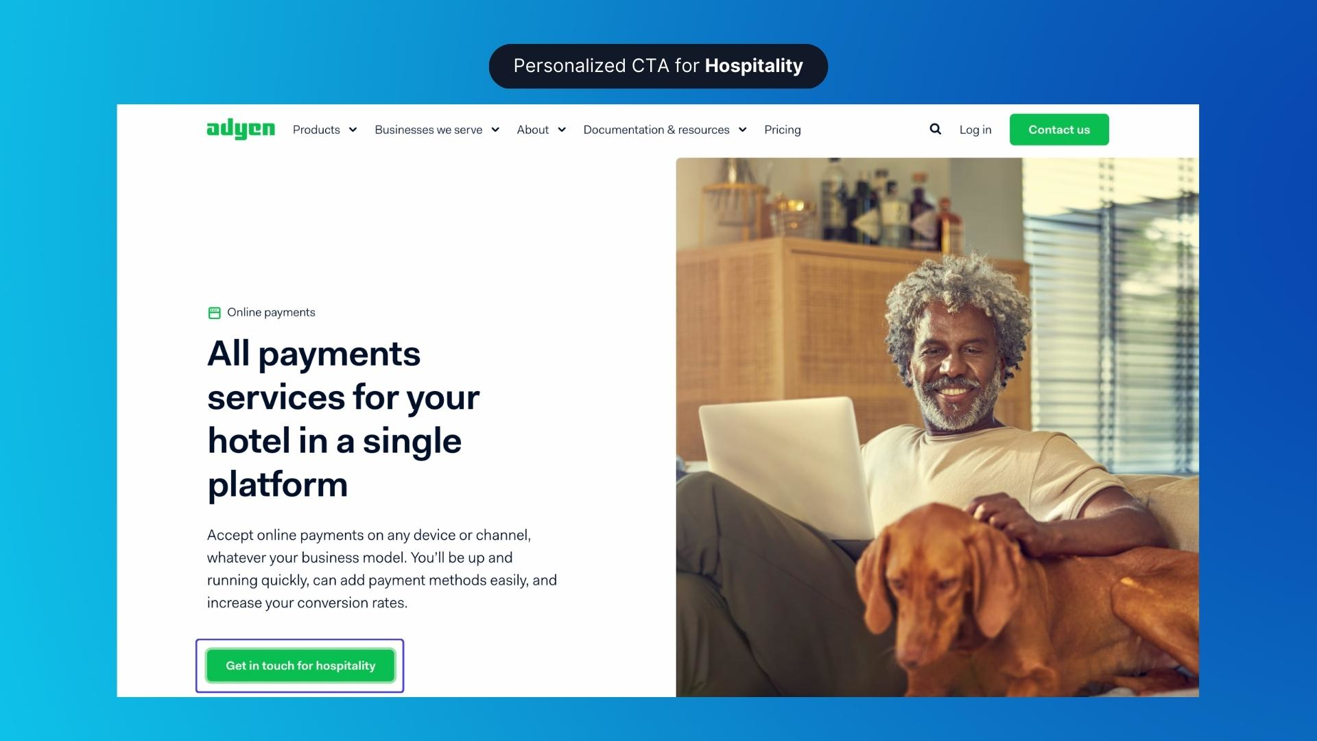 CTA Personalization Example (Adyen) - Before