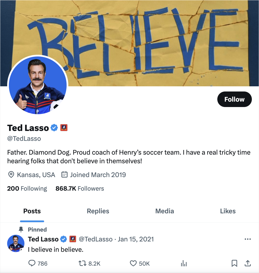 Ted Lasso’s Twitter account