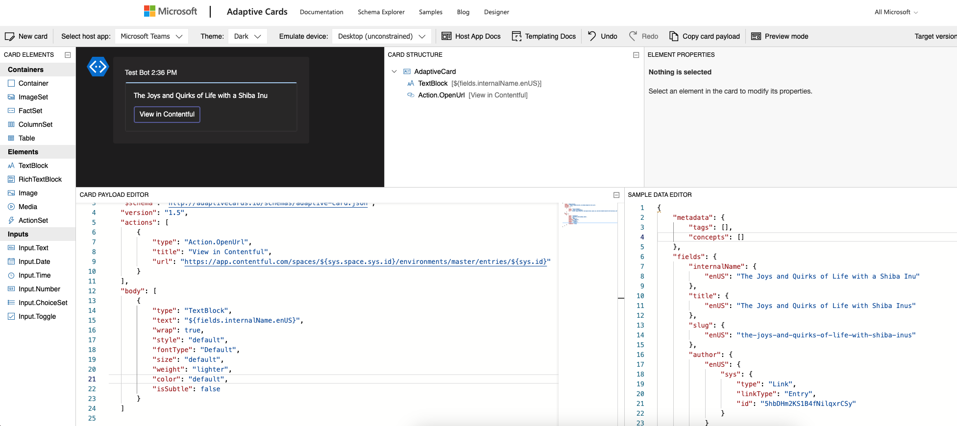 Pasting the webhook JSON