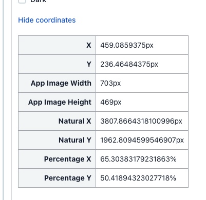 Stored coordinates