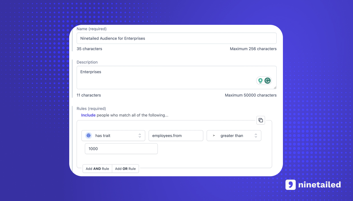 Target Particular Company Size with Ninetailed Audience Builder