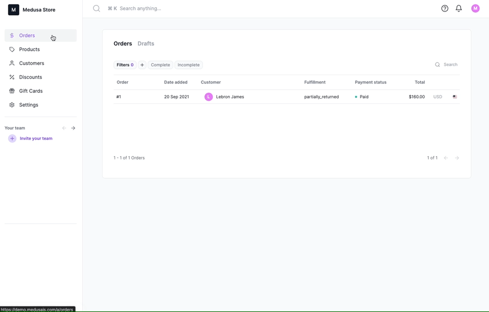 Medusa is the leading open source node.js ecommerce platform available.