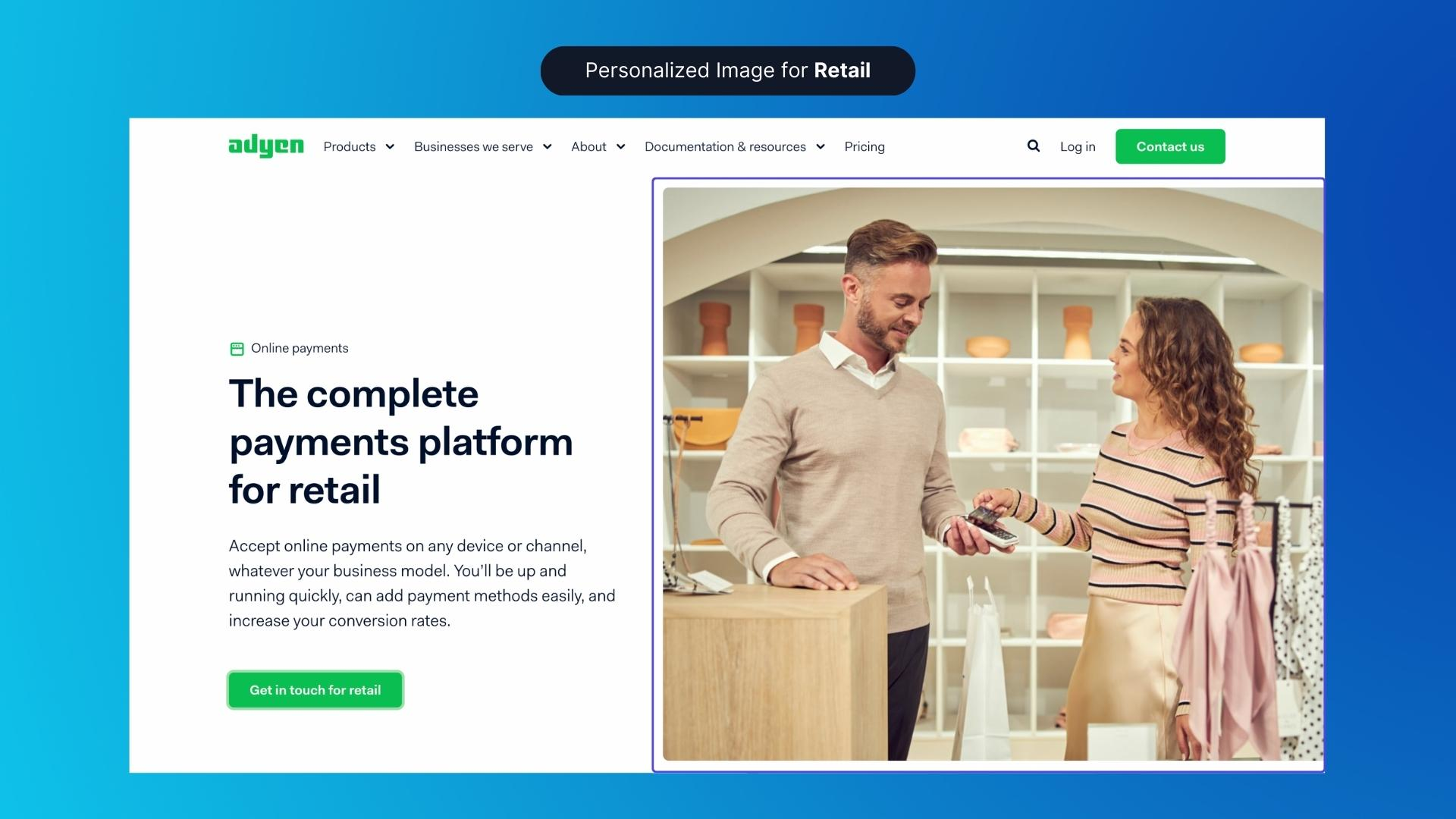 Hero Image Personalization Example (Adyen) - After