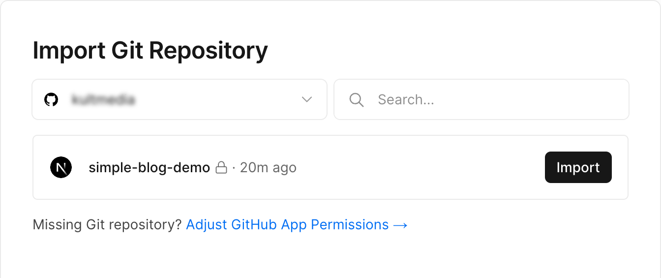You will be asked to install the GitHub application, in order to be able to choose our repository. 
