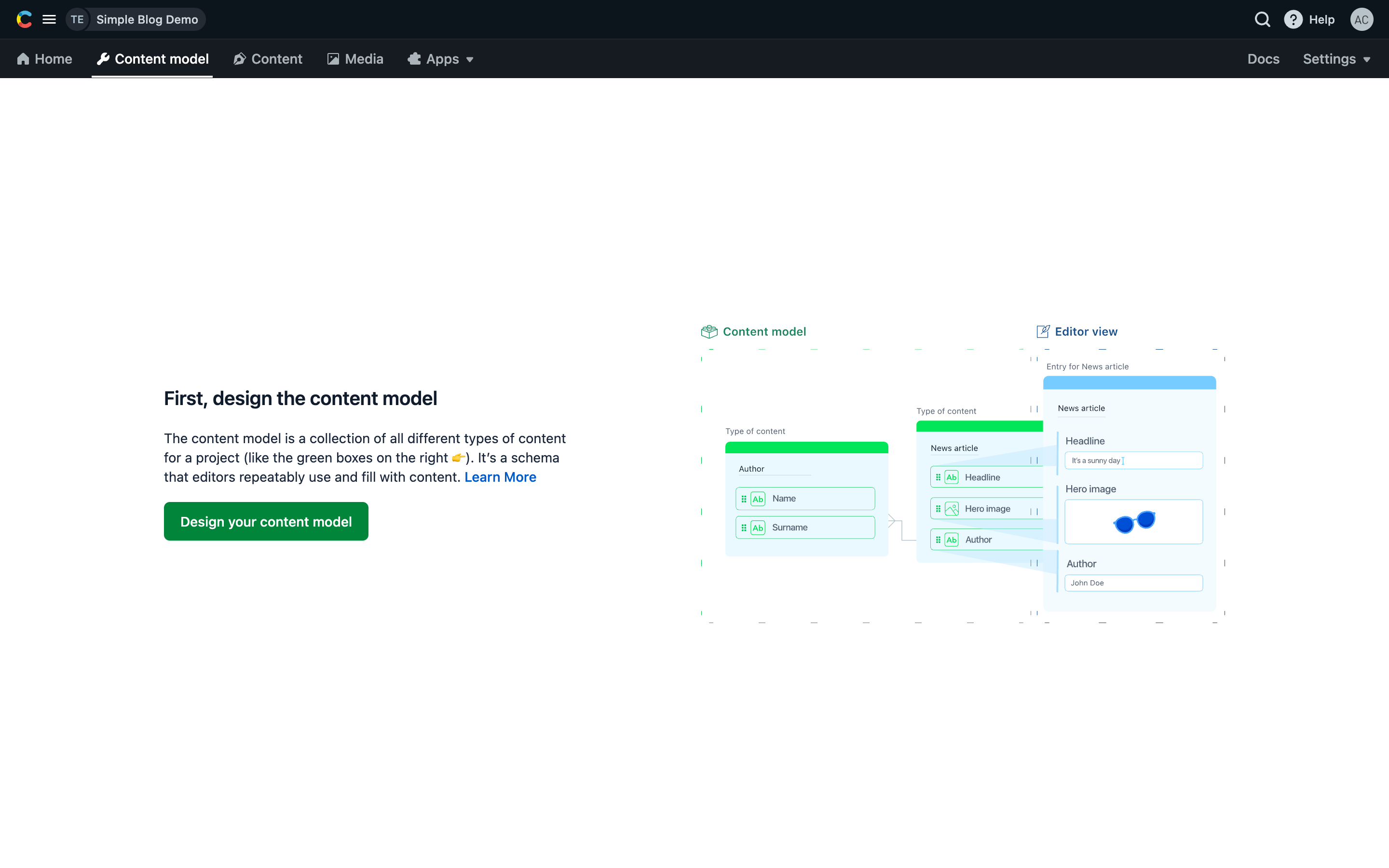 Set up content in Contentful