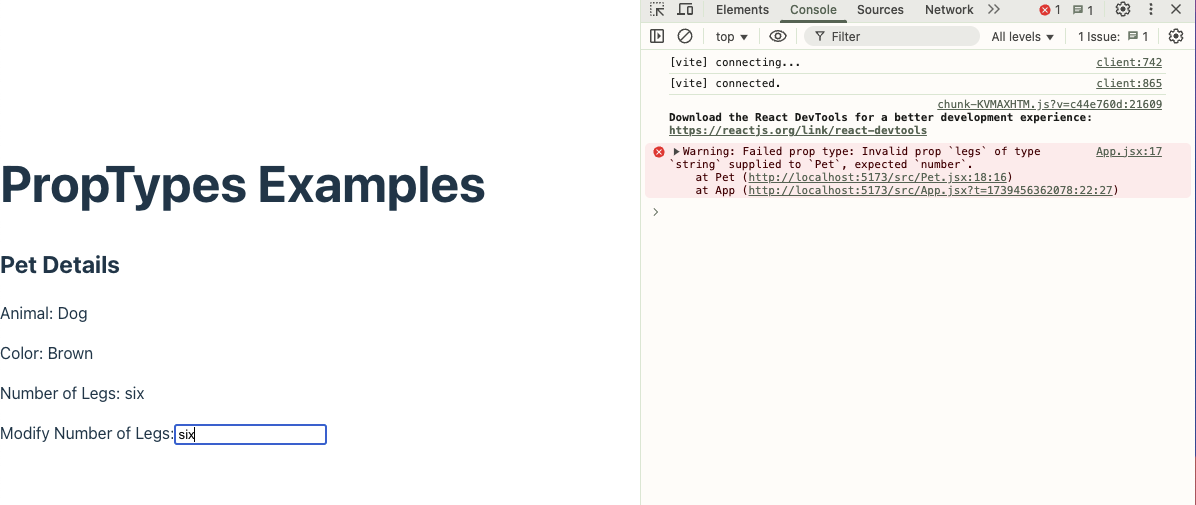 PropTypes examples