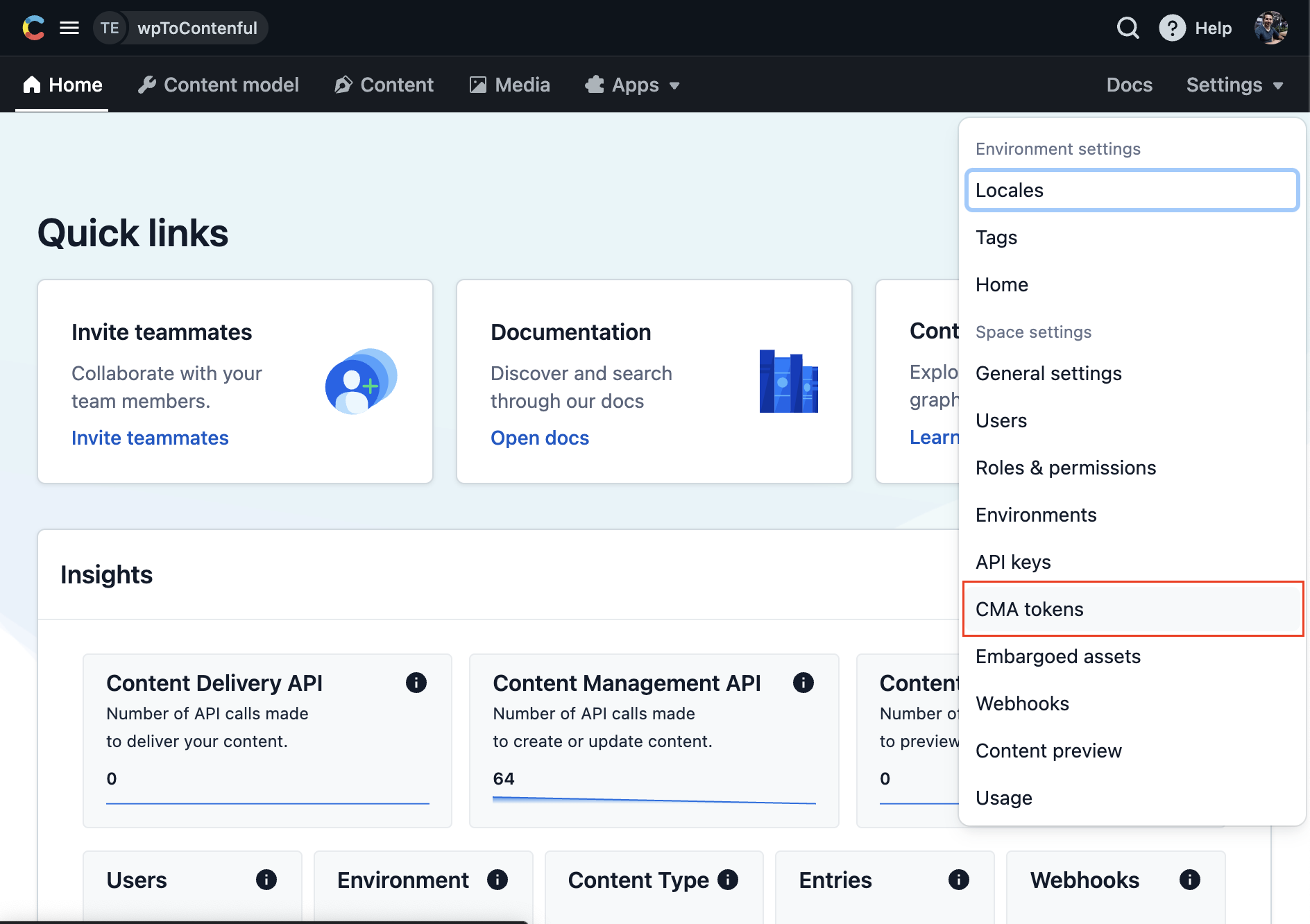 Set up Contentful API access