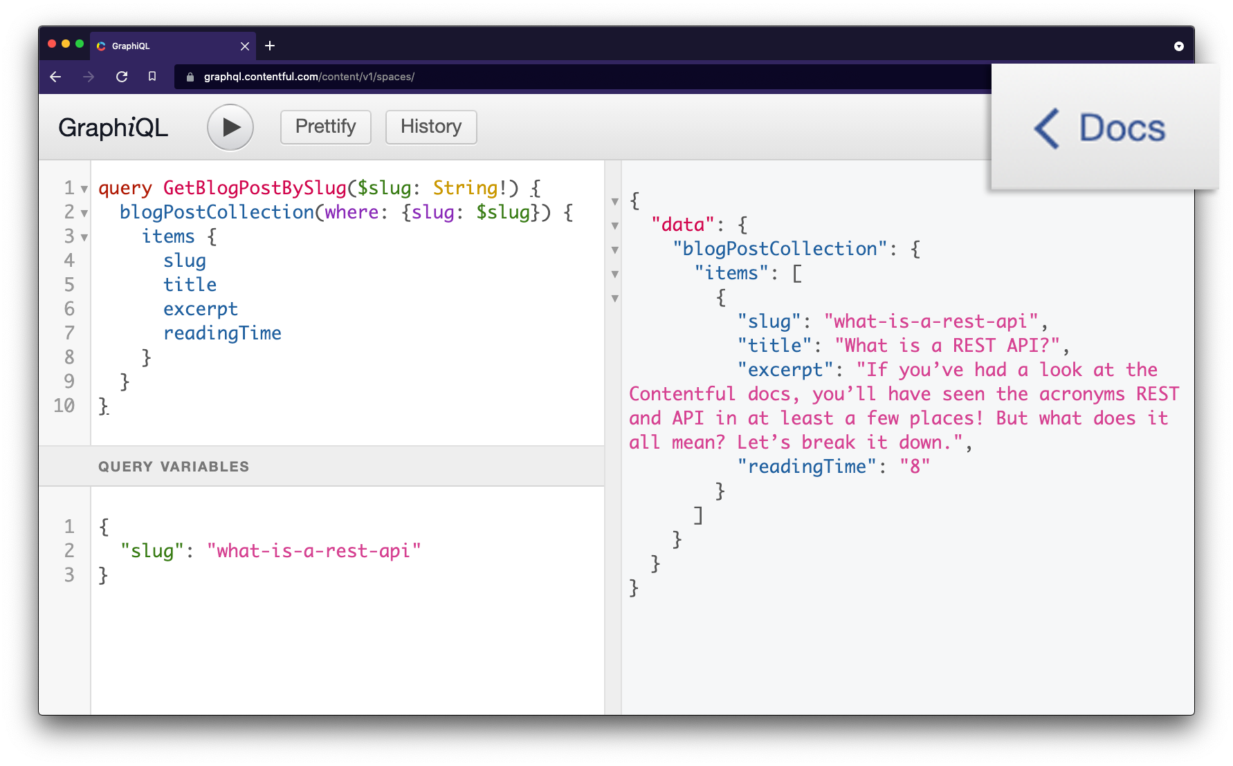 Screenshot of the query return when inspecting types available in schema