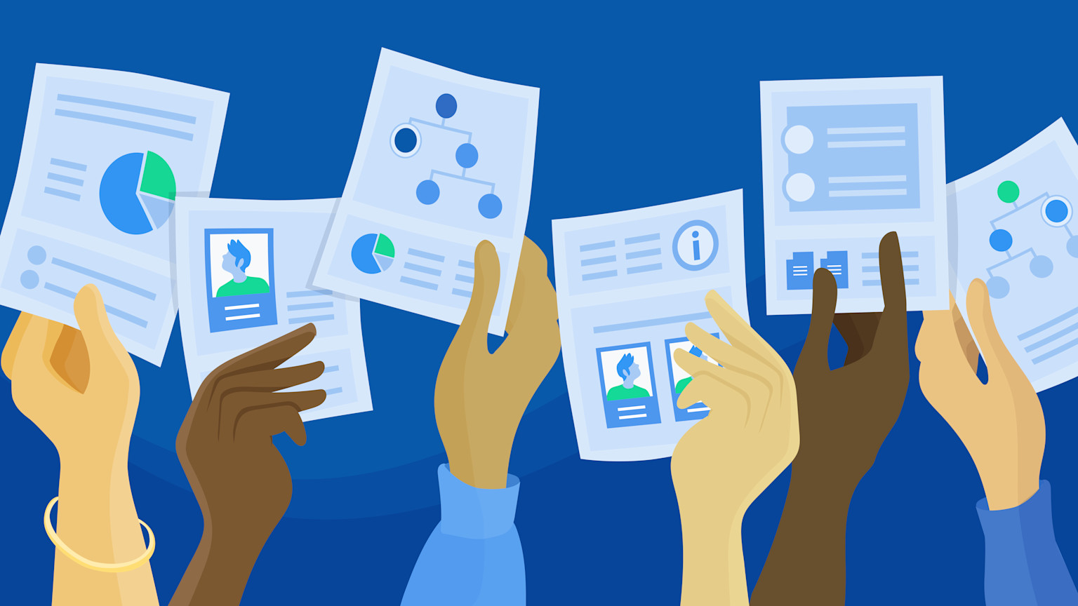 Hands grabbing at content management systems survey data