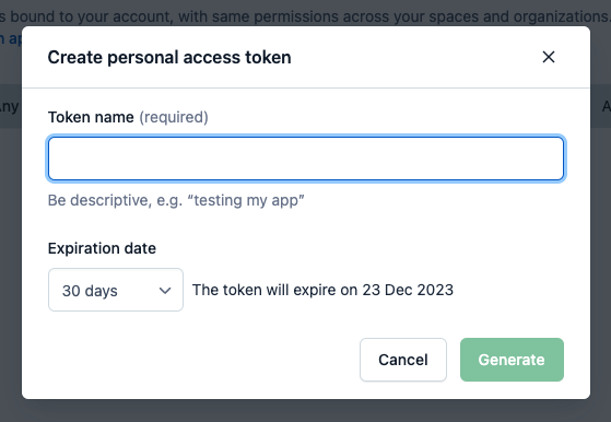 Create personal access token