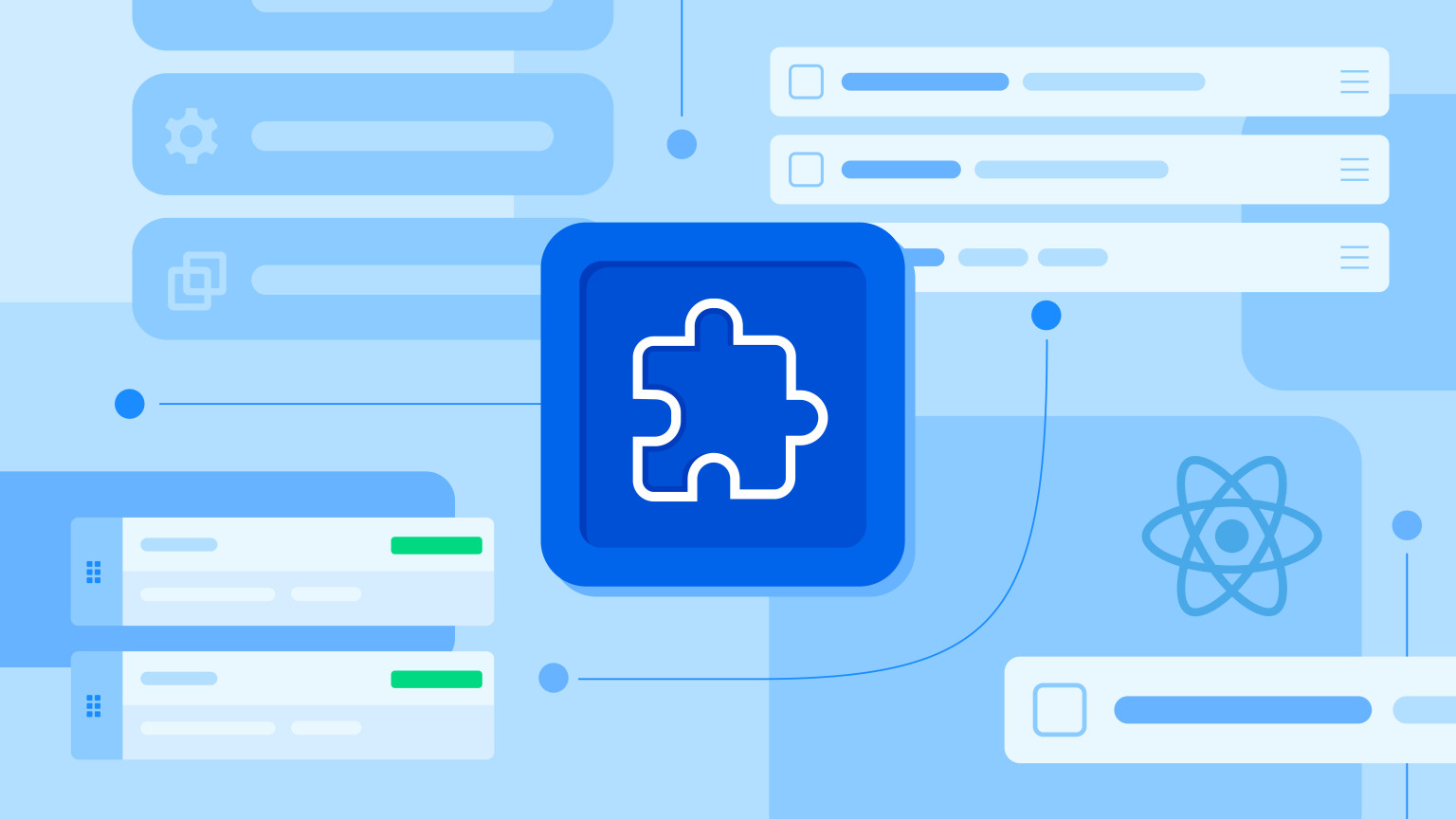 Illustrated image of a puzzle piece in the middle of a digital interface, representing the app framework tutorial