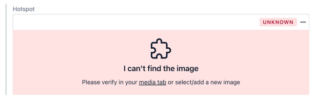 Since we are using images stored in our Contentful account, it could happen that, for any reason, the image is not available or has been deleted. In that case, we show an error message: