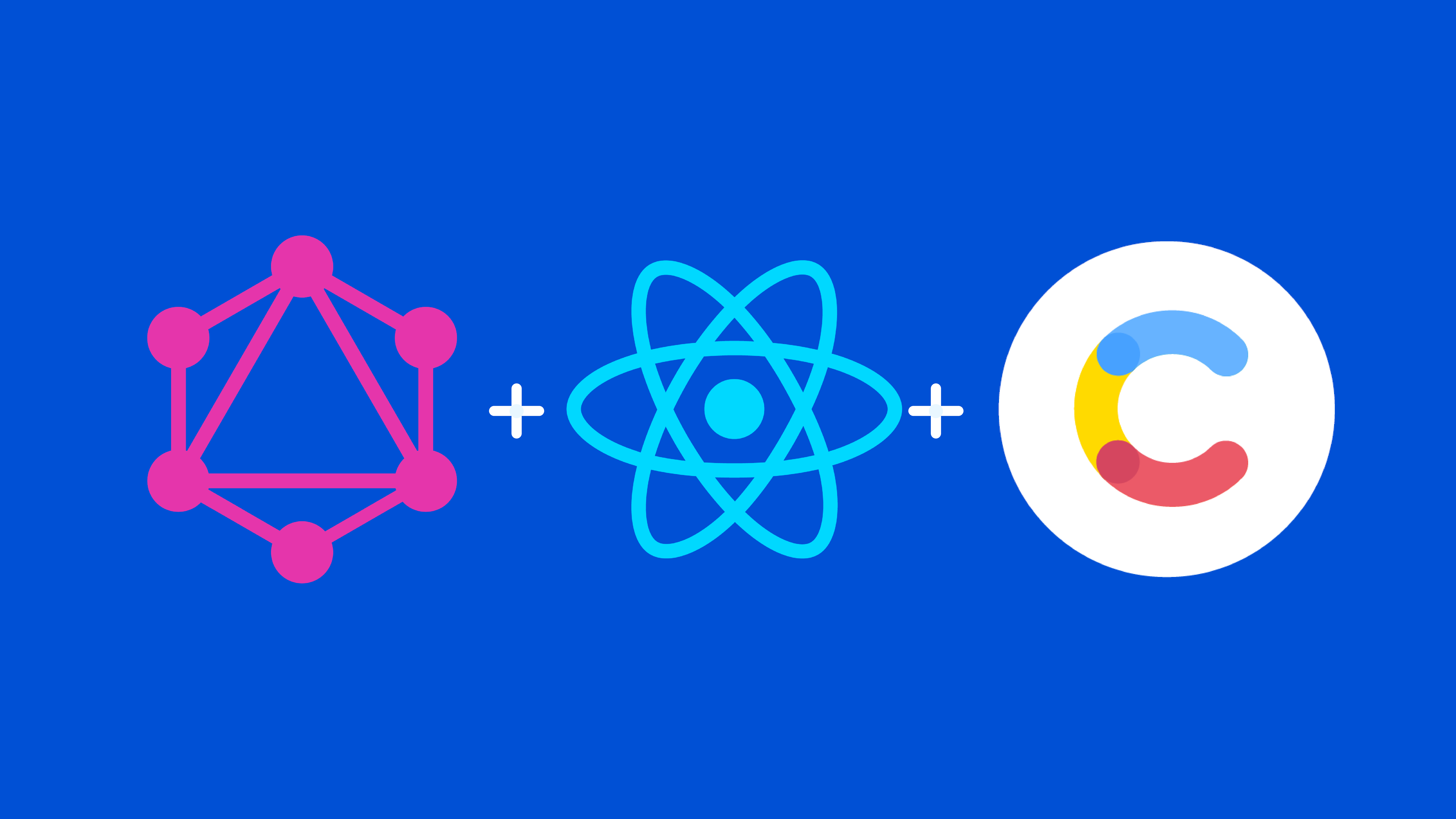 GraphQL, React and Contentful logos with plus icons