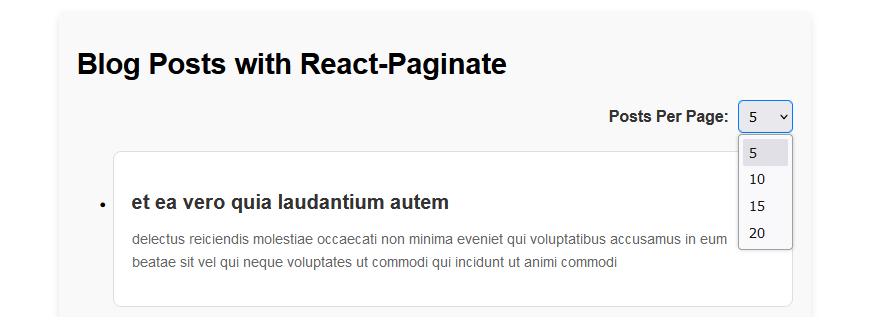 blog posts with react-paginate